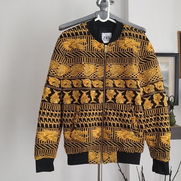 Zara Jacquard Bomber Dragon Jacket Small - Picture 3 of 13